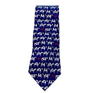 Joe Boxer “Surf and Turf” Silk Tie, blue w/ black & white cows & red lobsters